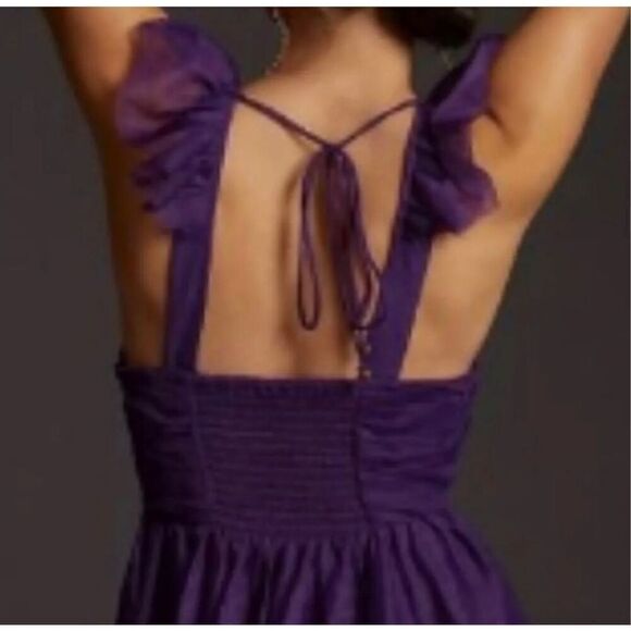 NWT Anthropologie Maeve Ruffled Tulle Mini Dress Purple Size L - Picture 9 of 15